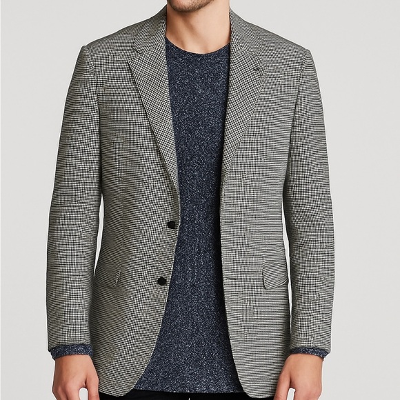 Jack Victor Lora piana Cashmere Houndstooth Blazer Sport Coat Size 42 Long - Picture 1 of 9